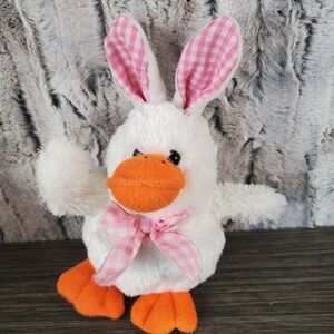 Inter-American Duck As An Easter Bunny Plush Stuffed Animal White Pink Gingham